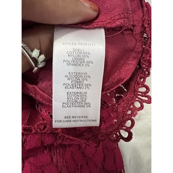 Adelyn Rae Strapless Raspberry Eyelet Lace Romper Size - Large - Picture 7 of 8